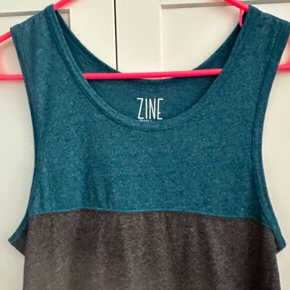 Zine Athletic Womens Tank Top, Size: Small, Grey/Turquoise, Like New - Picture 3 of 6